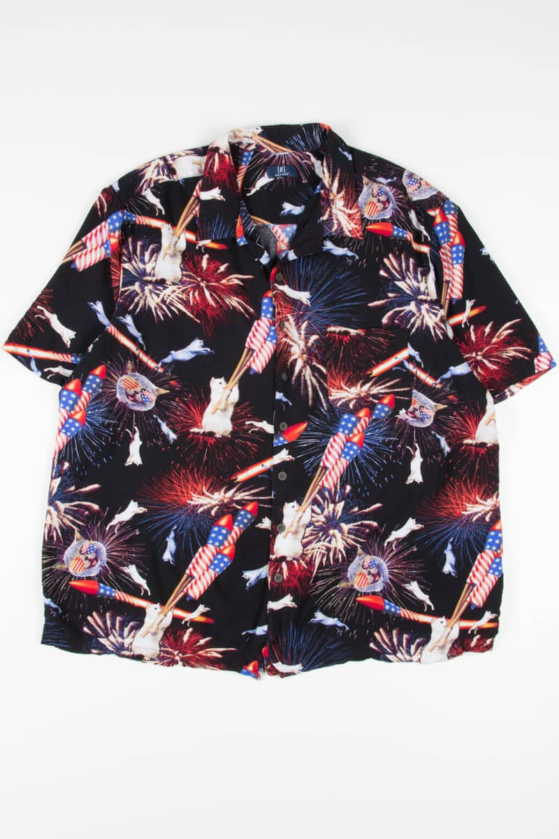 Fourth of July Cats Hawaiian Shirt 1901