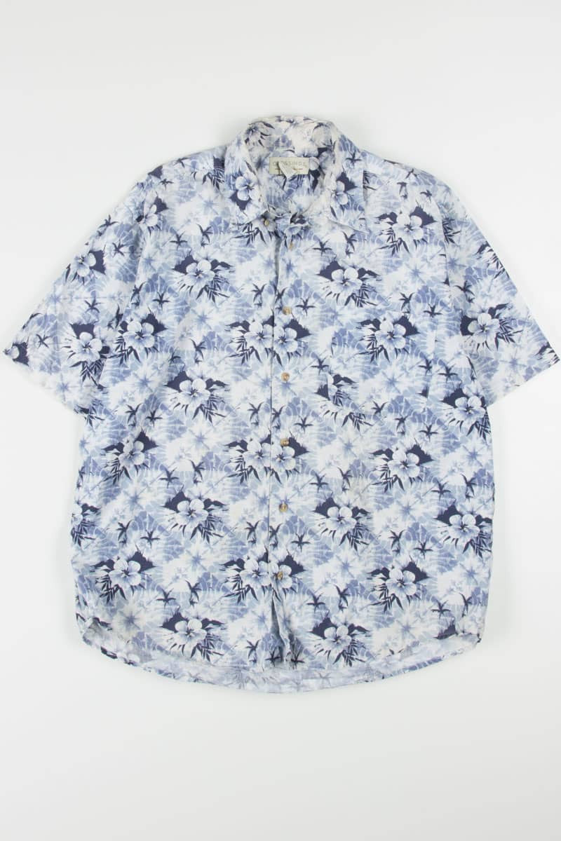 Blue Checkered Hibiscus Hawaiian Shirt 1902