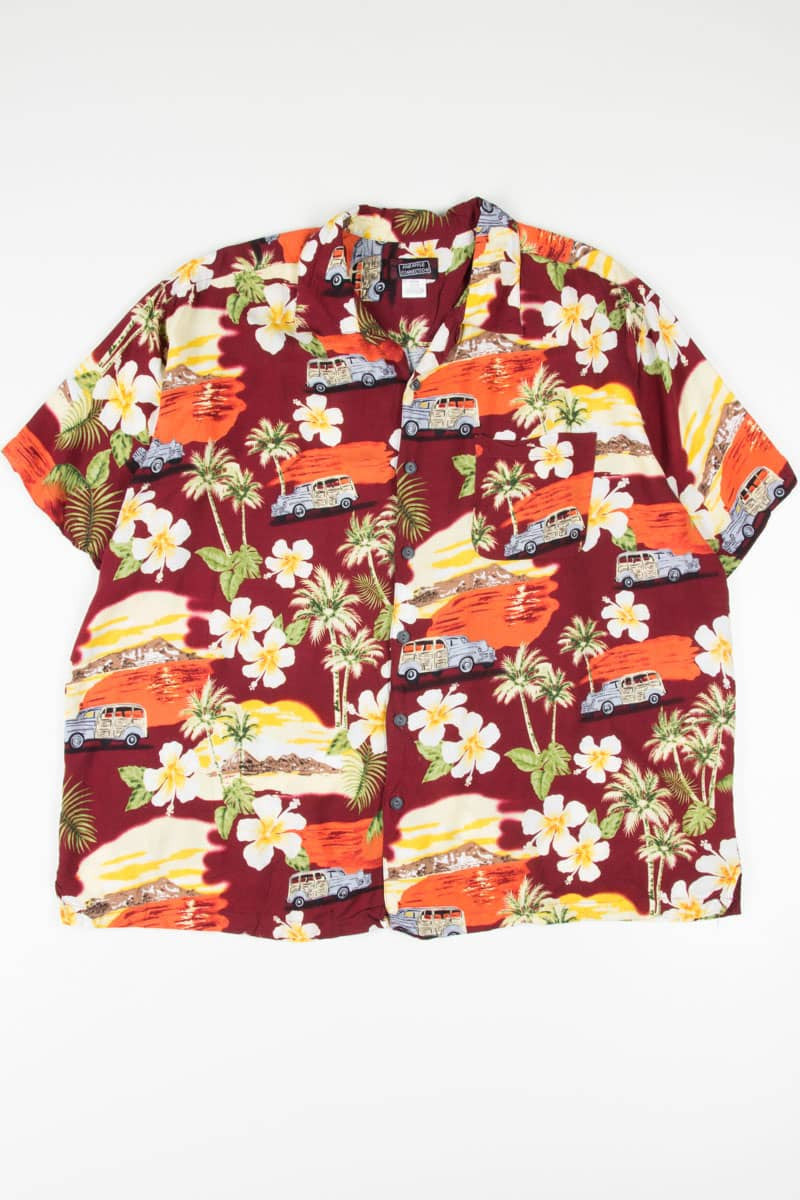 Burgundy Woody Hawaiian Shirt 1908