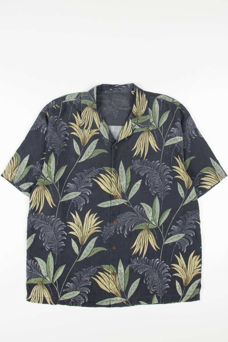 Silk Tommy Bahama Large Leaves Hawaiian Shirt 1942