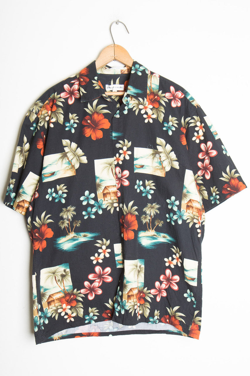 Black Floral Vintage Hawaiian