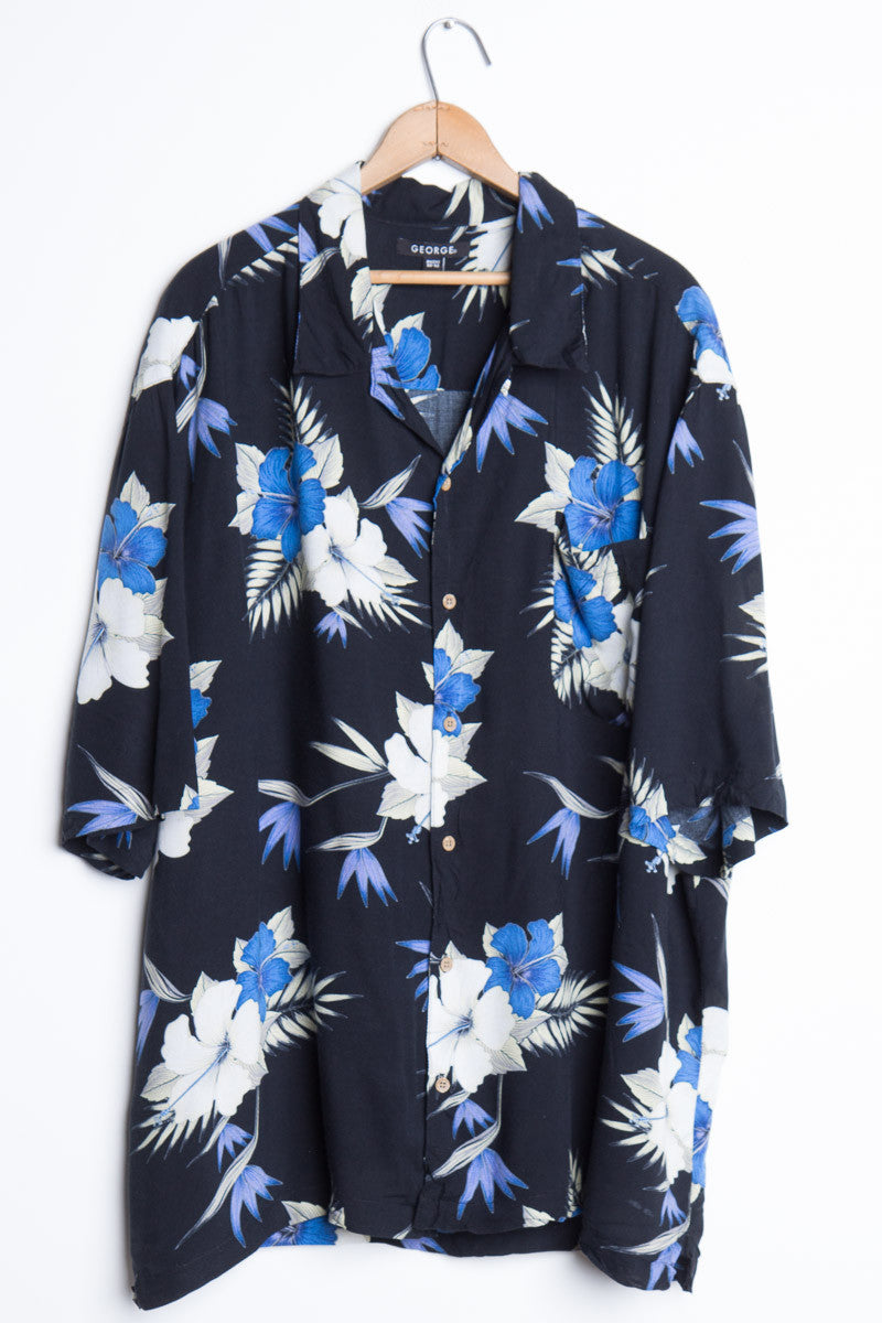 Black & Blue Flower Vintage Hawaiian