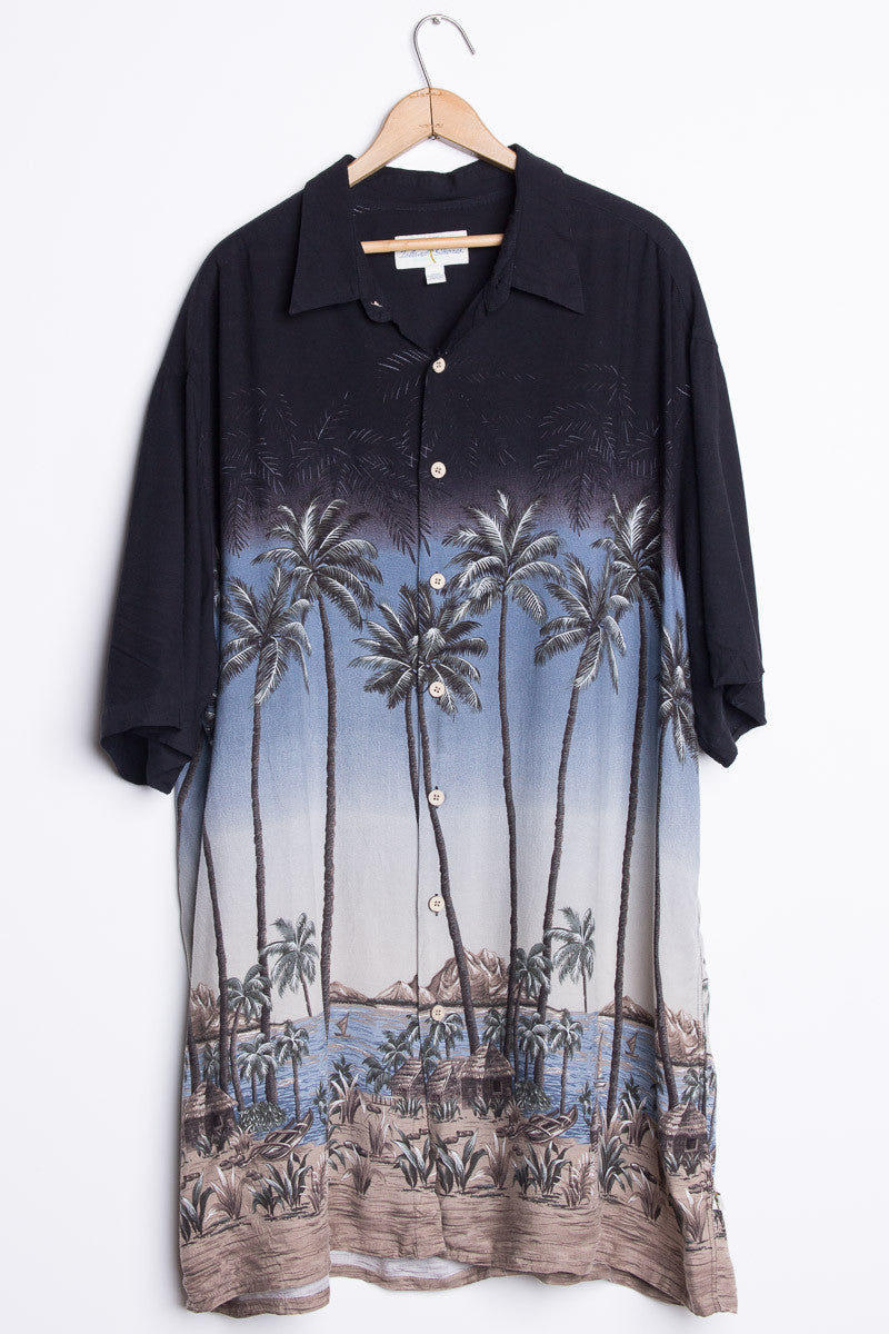 Black Beach Scene Vintage Hawaiian 1