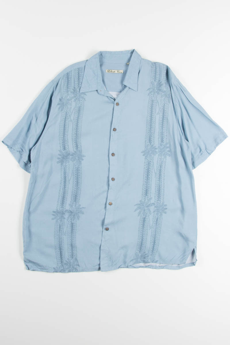 Blue Palm Tree Bowling Striped Vintage Hawaiian