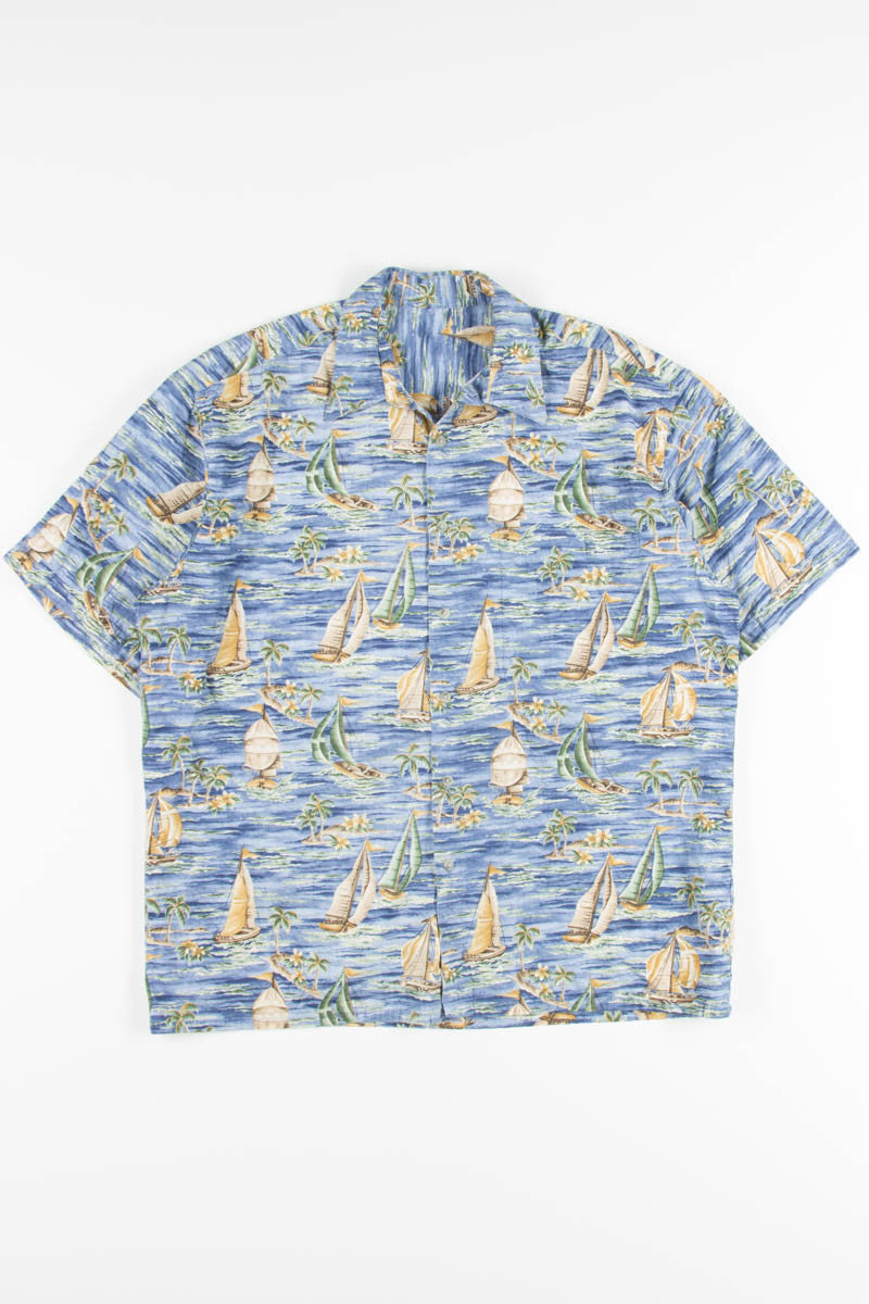 Blue Sailboat Vintage Hawaiian
