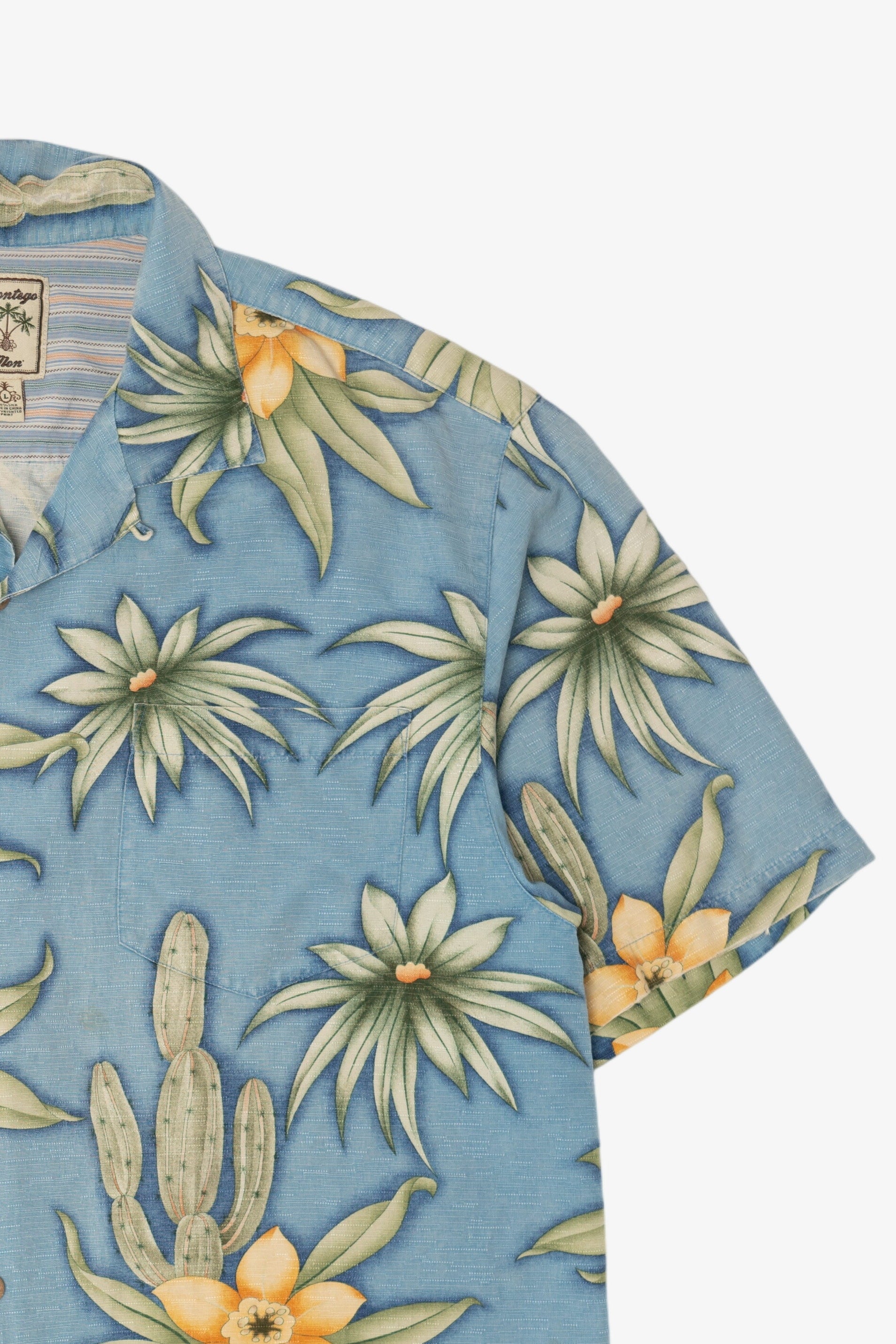 Vintage Light Blue Montego Mon' Silk Hawaiian Button Up Shirt (1990s)