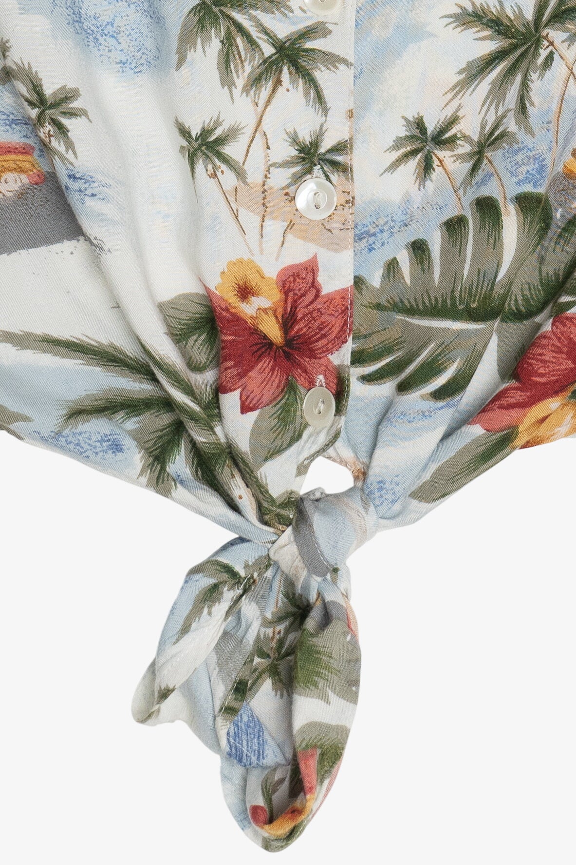 Vintage Sleeveless Hawaiian Cropped Tie Top (1990s)