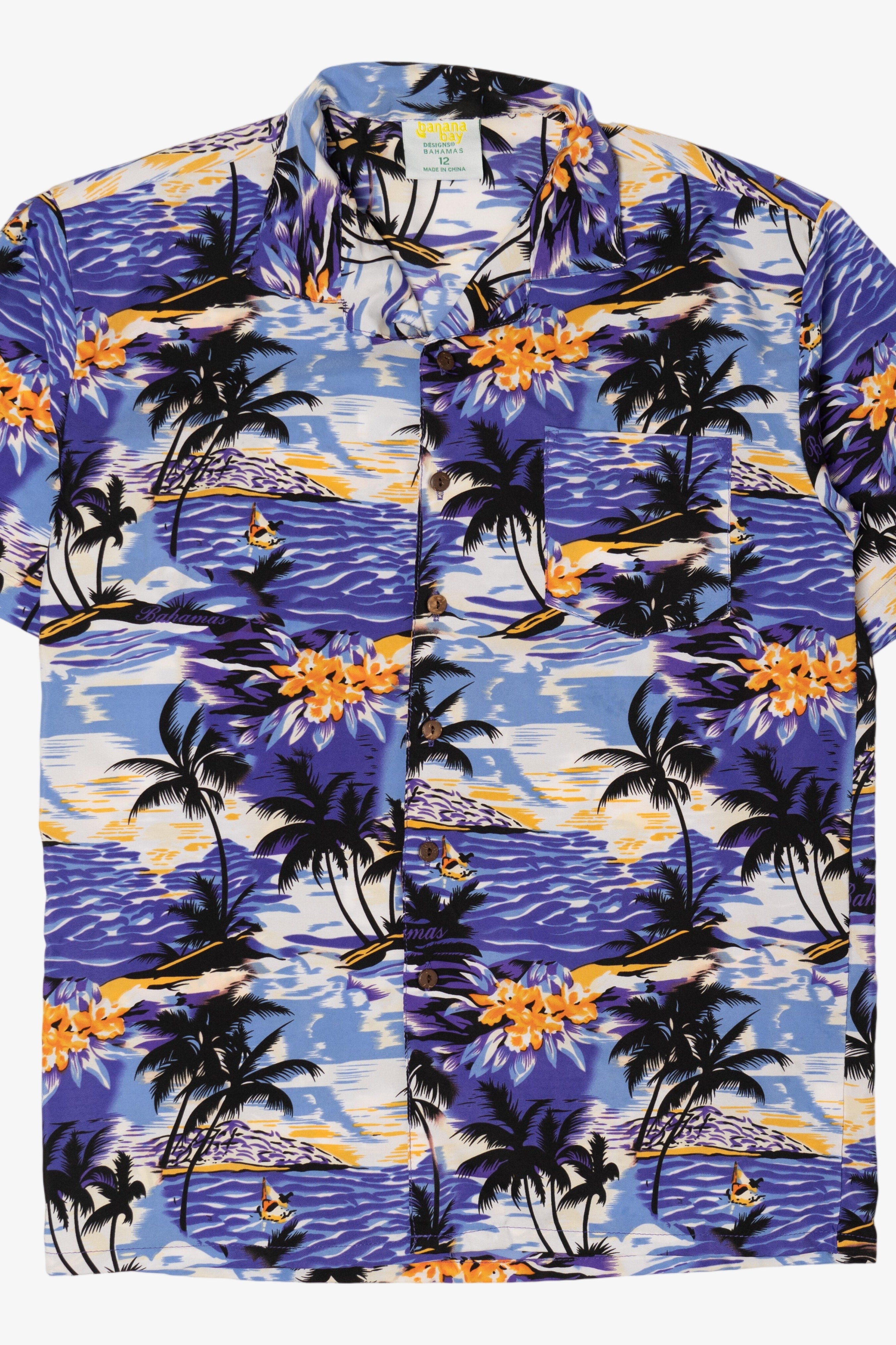 Banana Bay Tropical Hawaiian Button Up Shirt