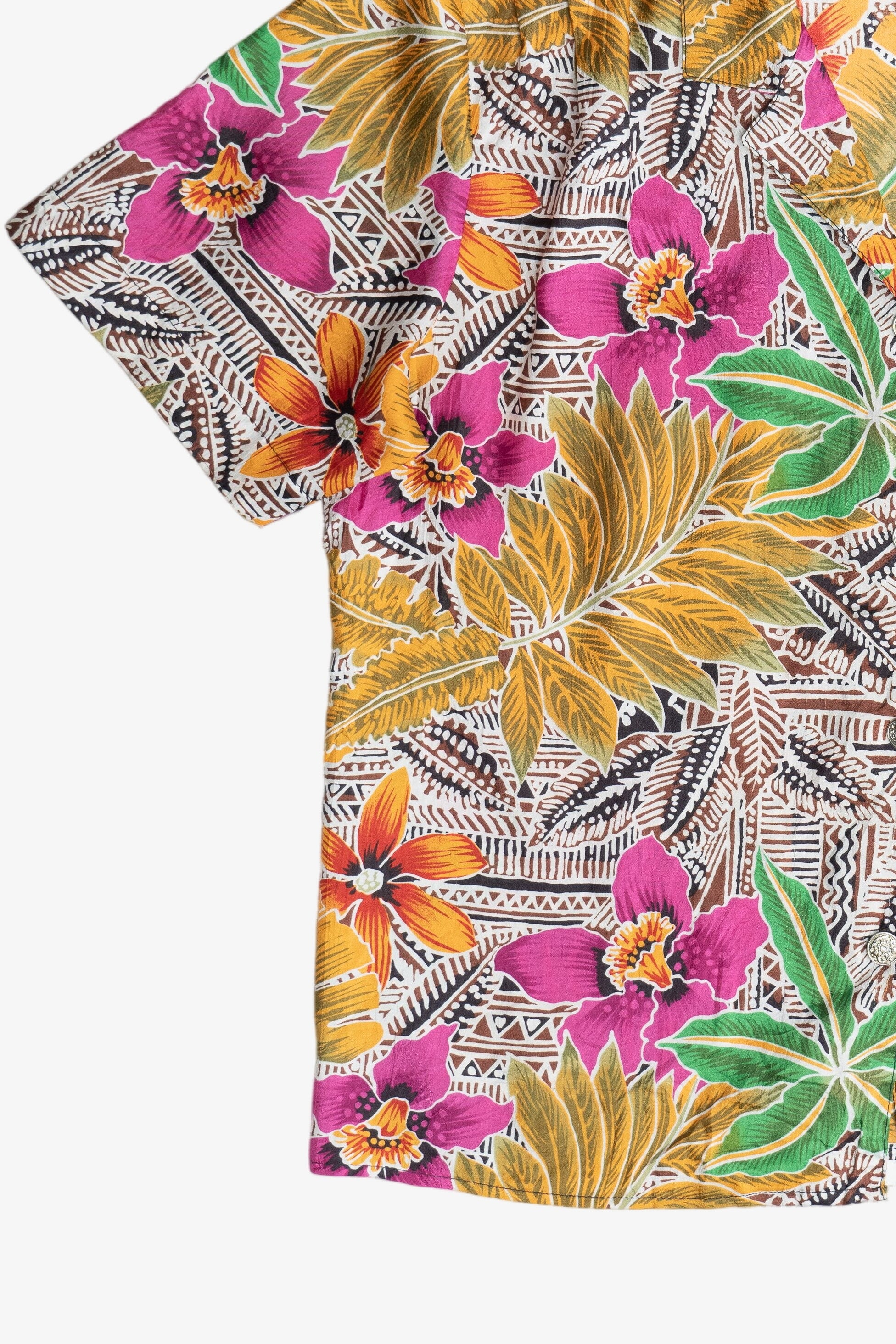 Vintage Notations Silky Button Up Hawaiian Shirt (1990s)