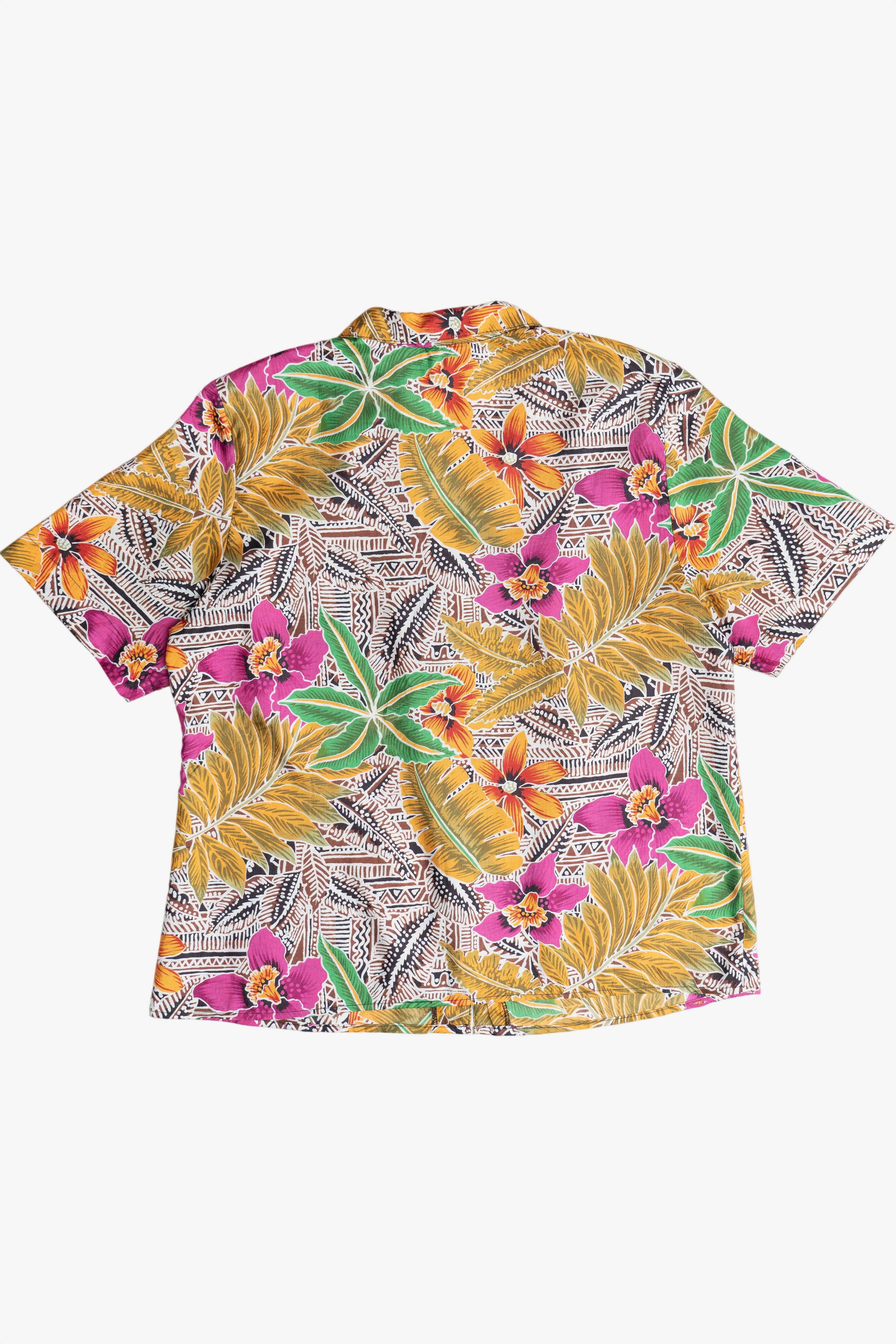 Vintage Notations Silky Button Up Hawaiian Shirt (1990s)
