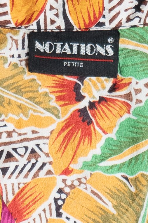Vintage Notations Silky Button Up Hawaiian Shirt (1990s)