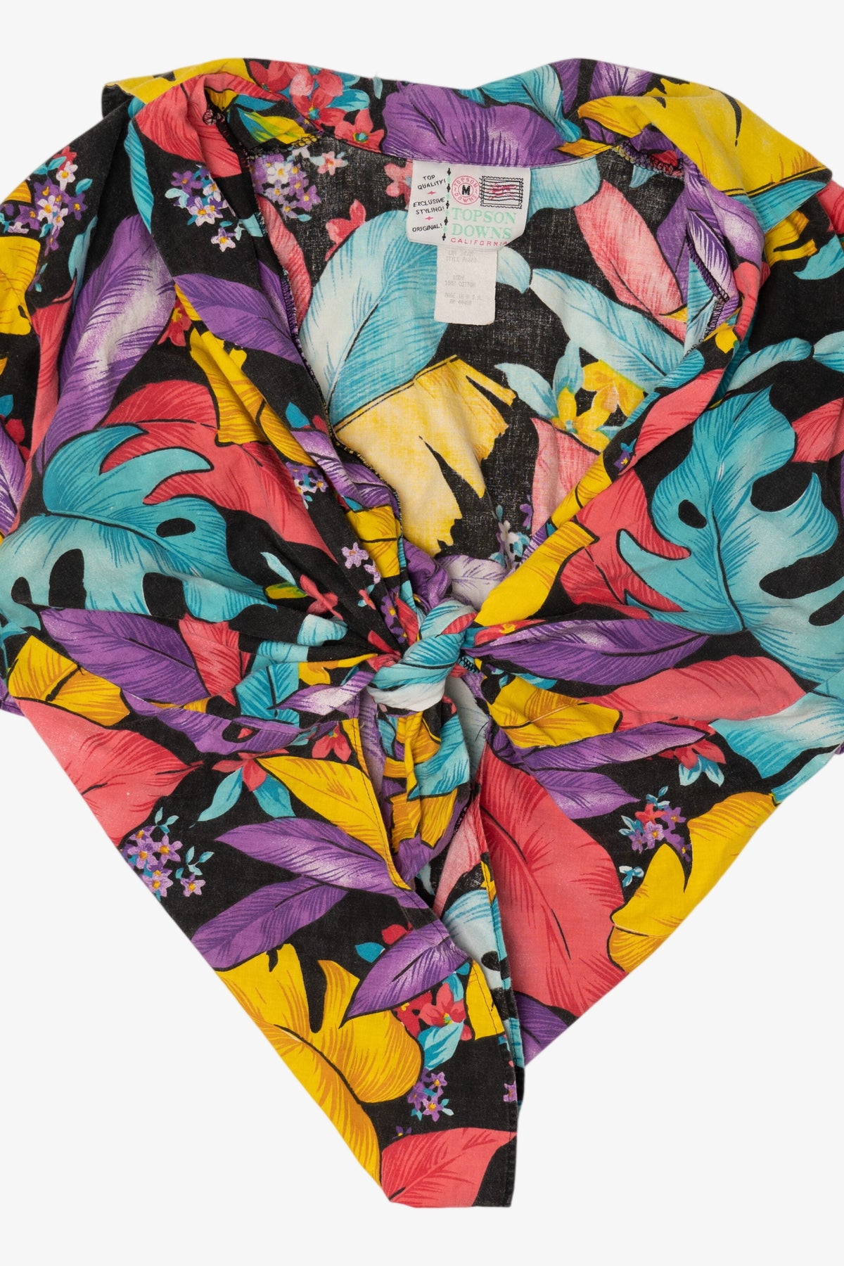 Vintage Topson Downs Colorful Tie Waist Blouse (1980s)