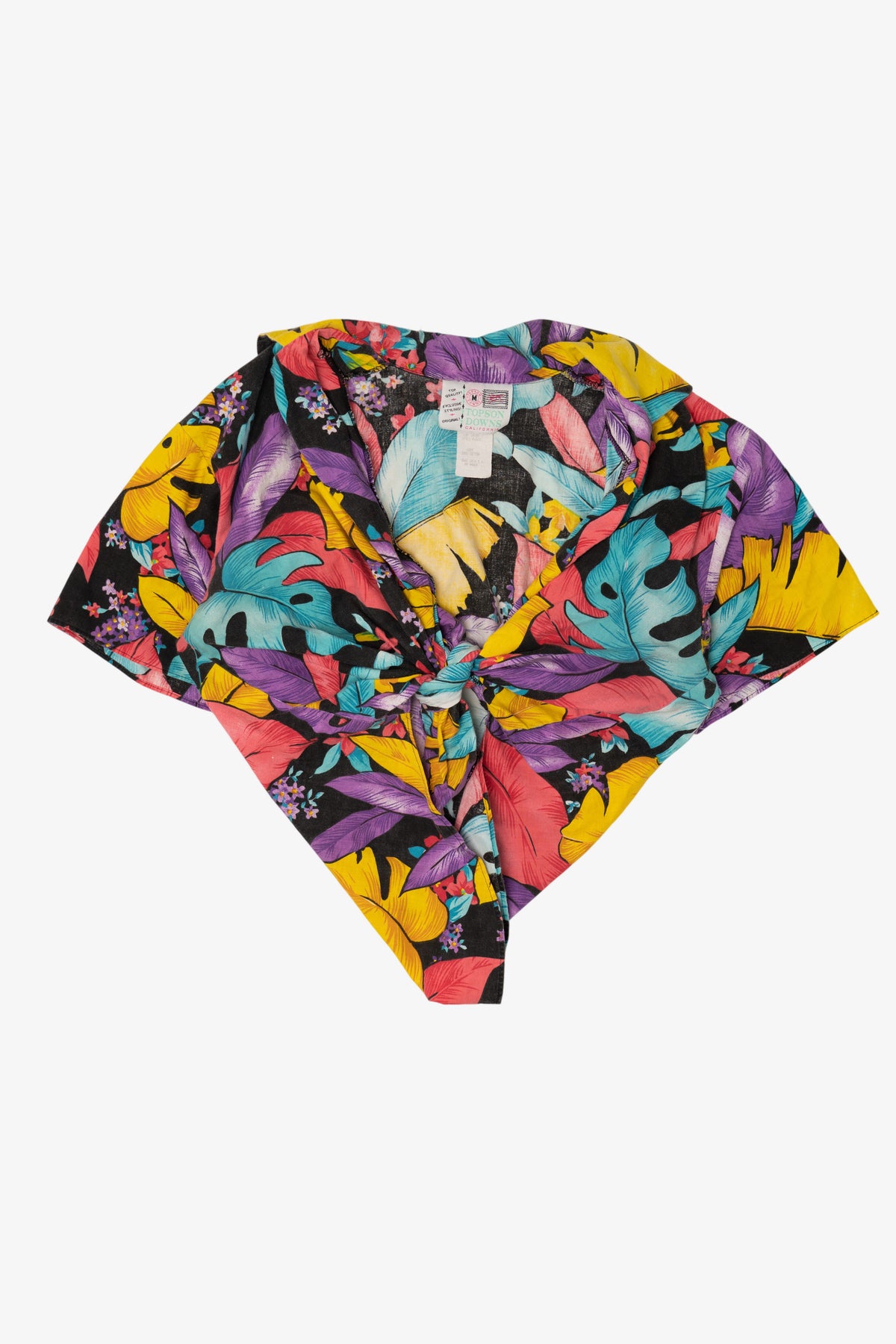 Vintage Topson Downs Colorful Tie Waist Blouse (1980s)