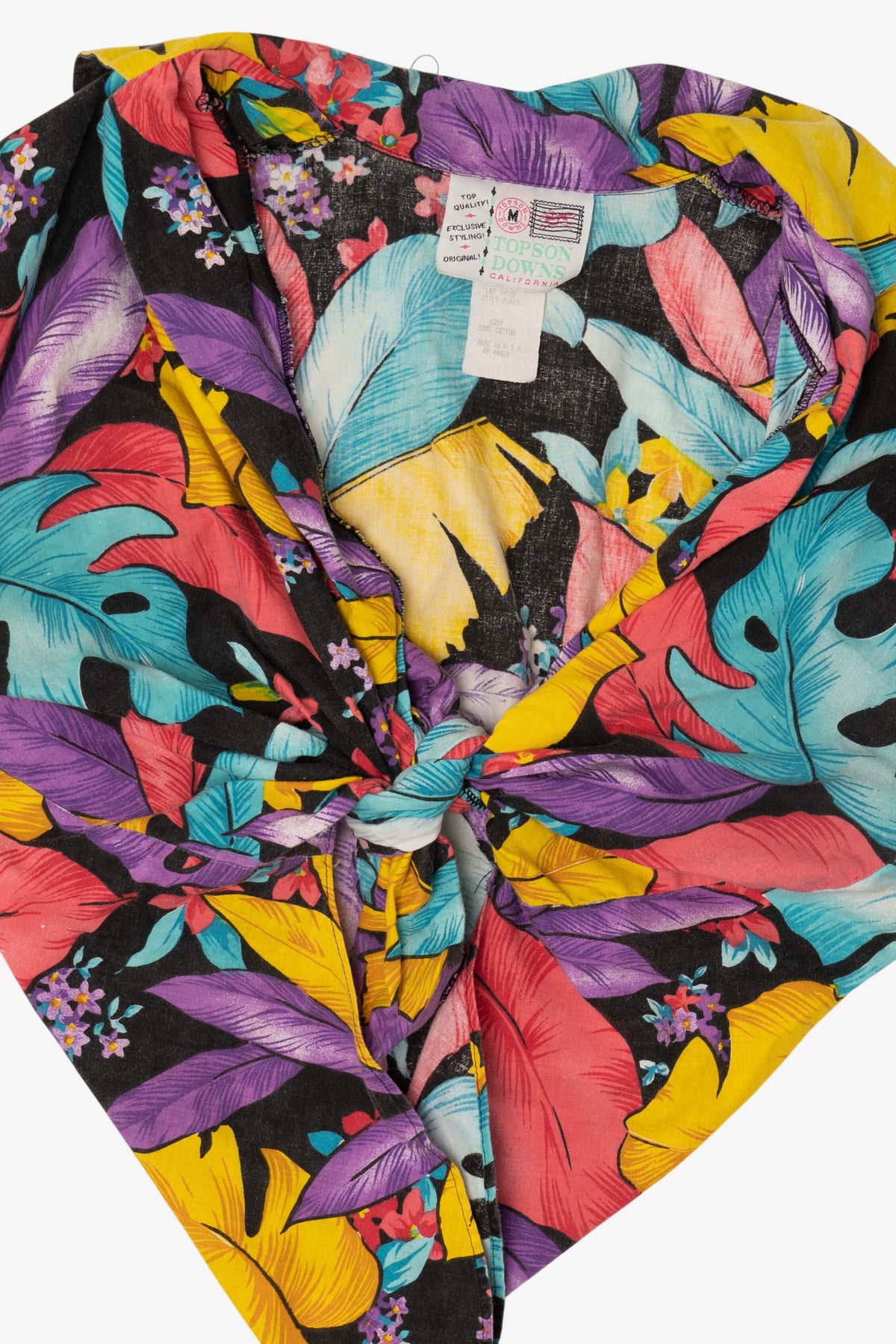 Vintage Topson Downs Colorful Tie Waist Blouse (1980s)