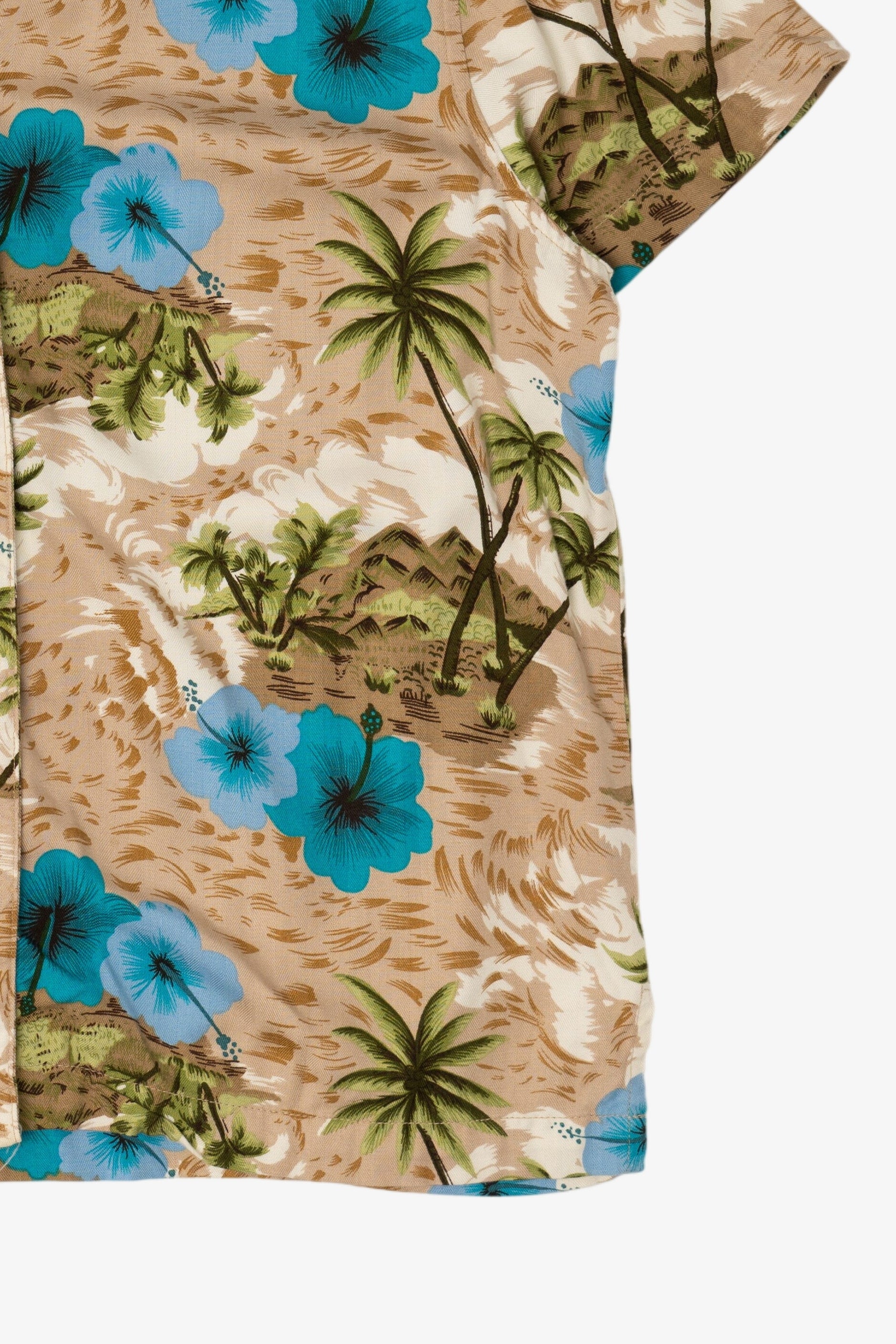 Vintage Beige White Stag Hawaiian Button Up Shirt (1990s)