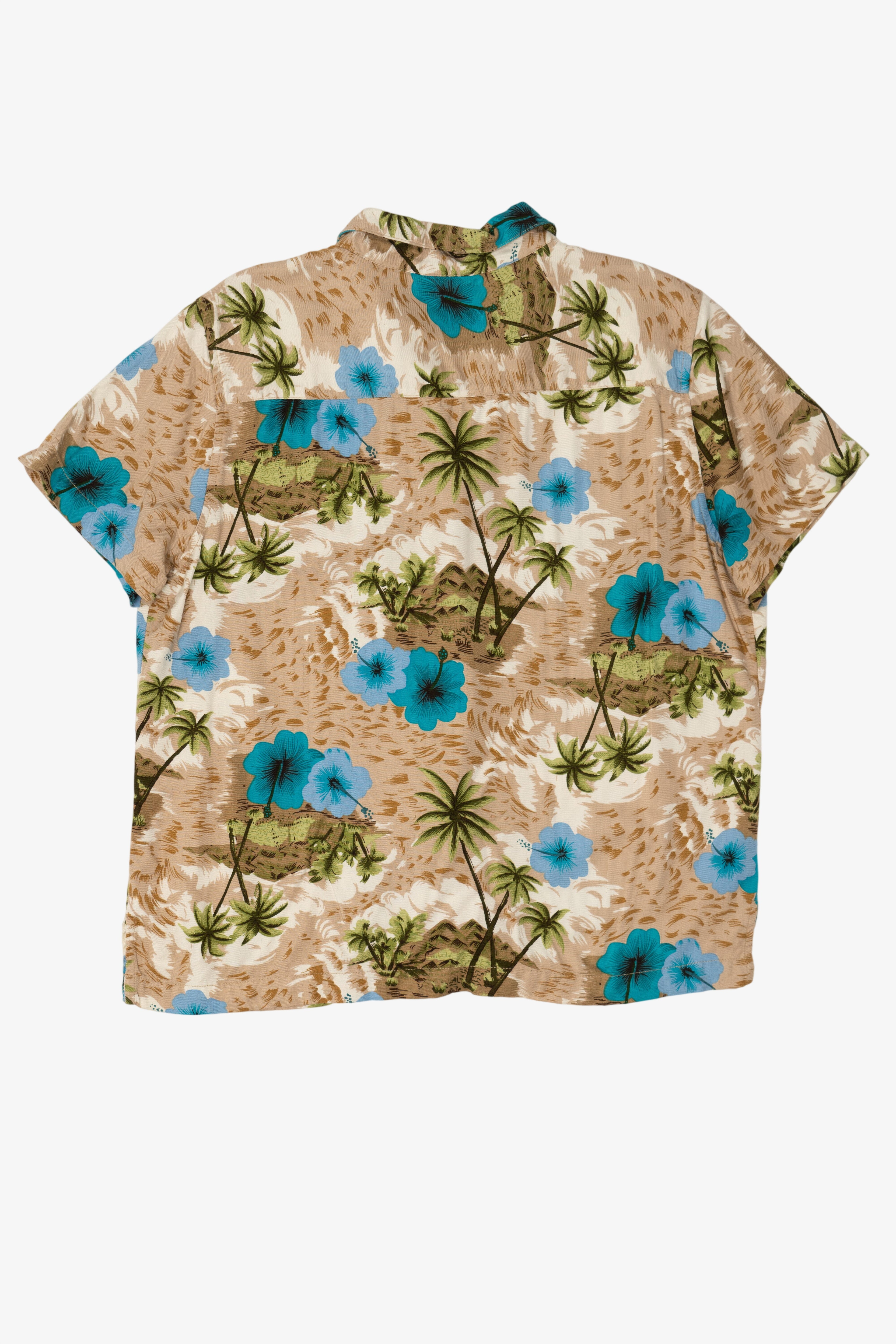 Vintage Beige White Stag Hawaiian Button Up Shirt (1990s)