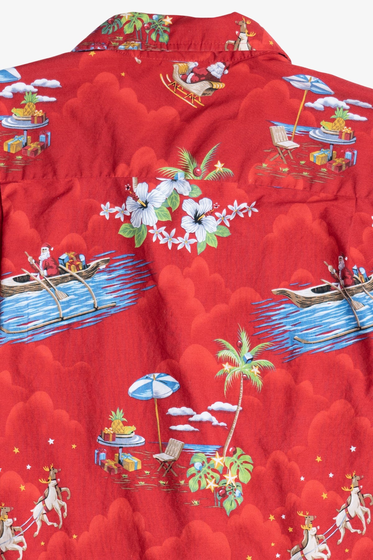 Santa & Reindeer Hawaiian Button Up Shirt (2010s)