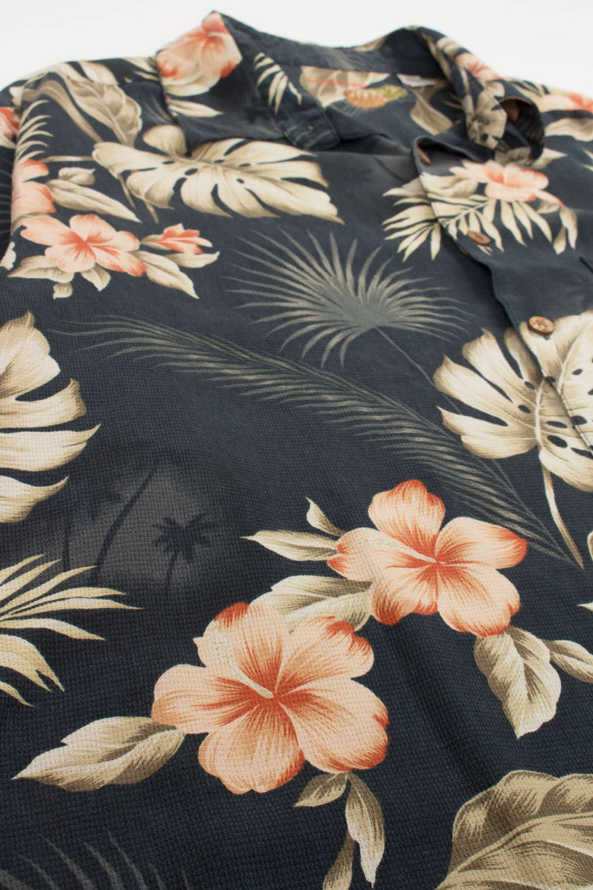 Vintage Silk Caribbean Pineapple Hawaiian Shirt 1989