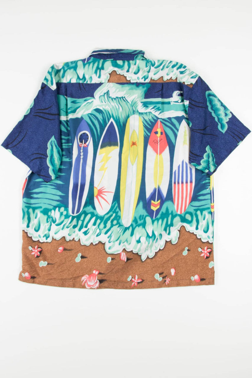 Vintage Large Surfboard Print Hawaiian Shirt 2023