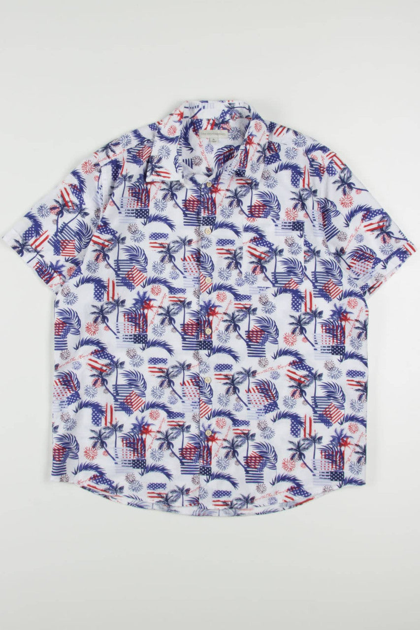 4th Of July Palm Tree Button Up Shirt 2036