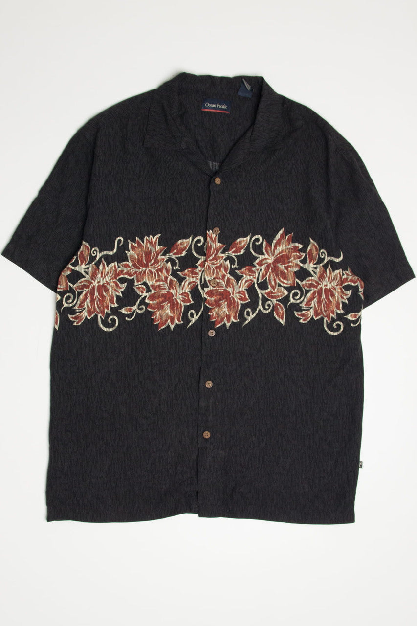 Black Lotus Print Hawaiian Shirt 2115