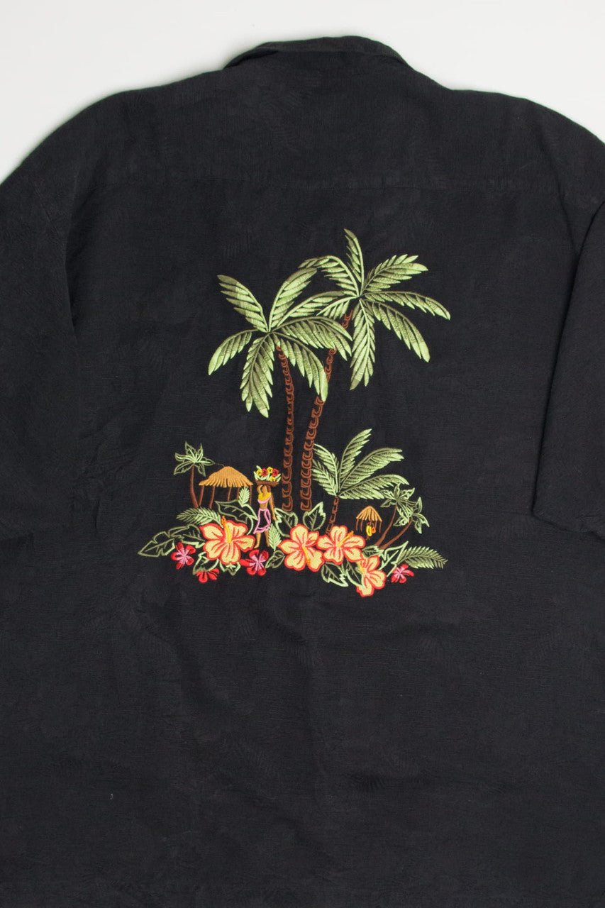 Embroidered Tropics Silk Hawaiian Shirt 2129