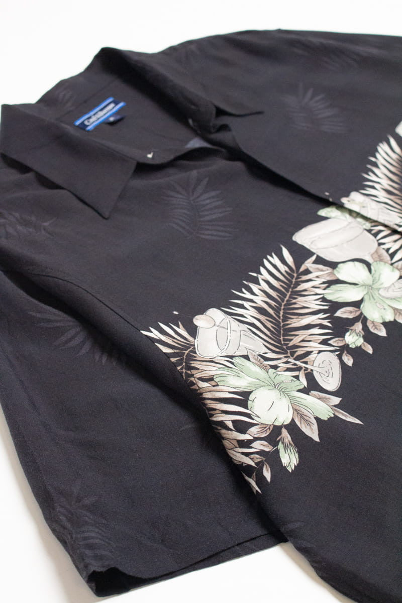 Black Martini Drink Chest Stripe Hawaiian Shirt