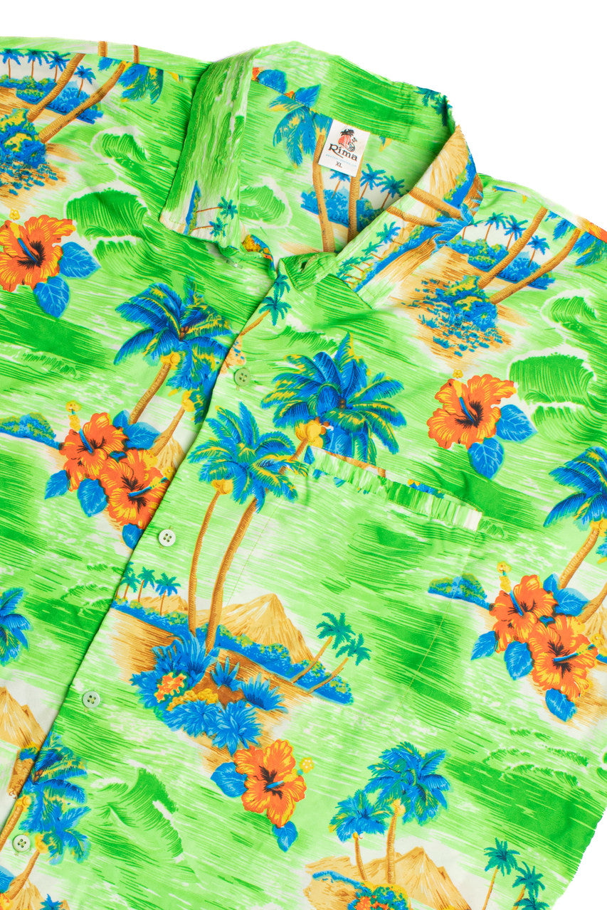 Bright Green Hawaiian Shirt 2269