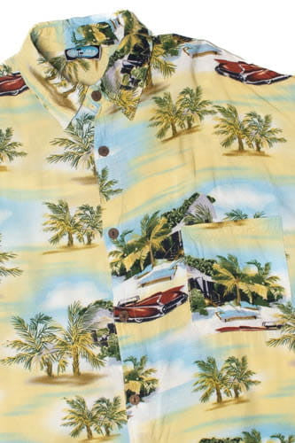 Island Scene With Retro Car Hawaiian Shirt
