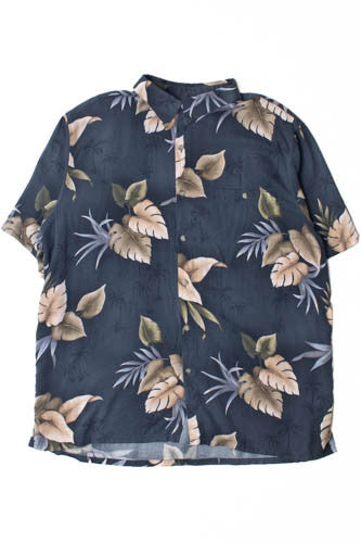 Navy Palm Leaf Hawaiian Shirt