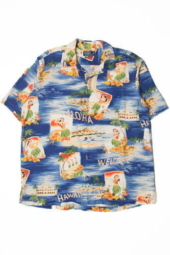 "Aloha" "Hawaii" Polo By Ralph Lauren Hawaiian Shirt