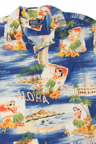 "Aloha" "Hawaii" Polo By Ralph Lauren Hawaiian Shirt