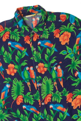 Navy Distressed Parrot Hawaiian Shirt 2336