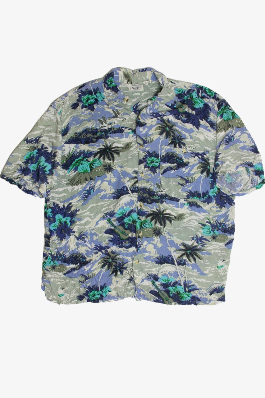 Vintage Aqua Scenic Hawaiian Shirt