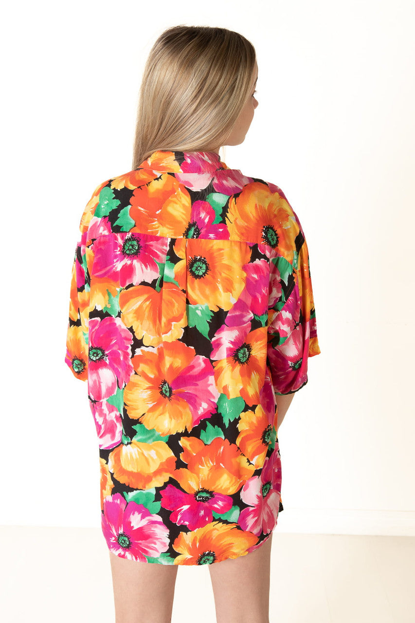 Vivid Floral Perry Ellis Hawaiian Shirt (2000s)