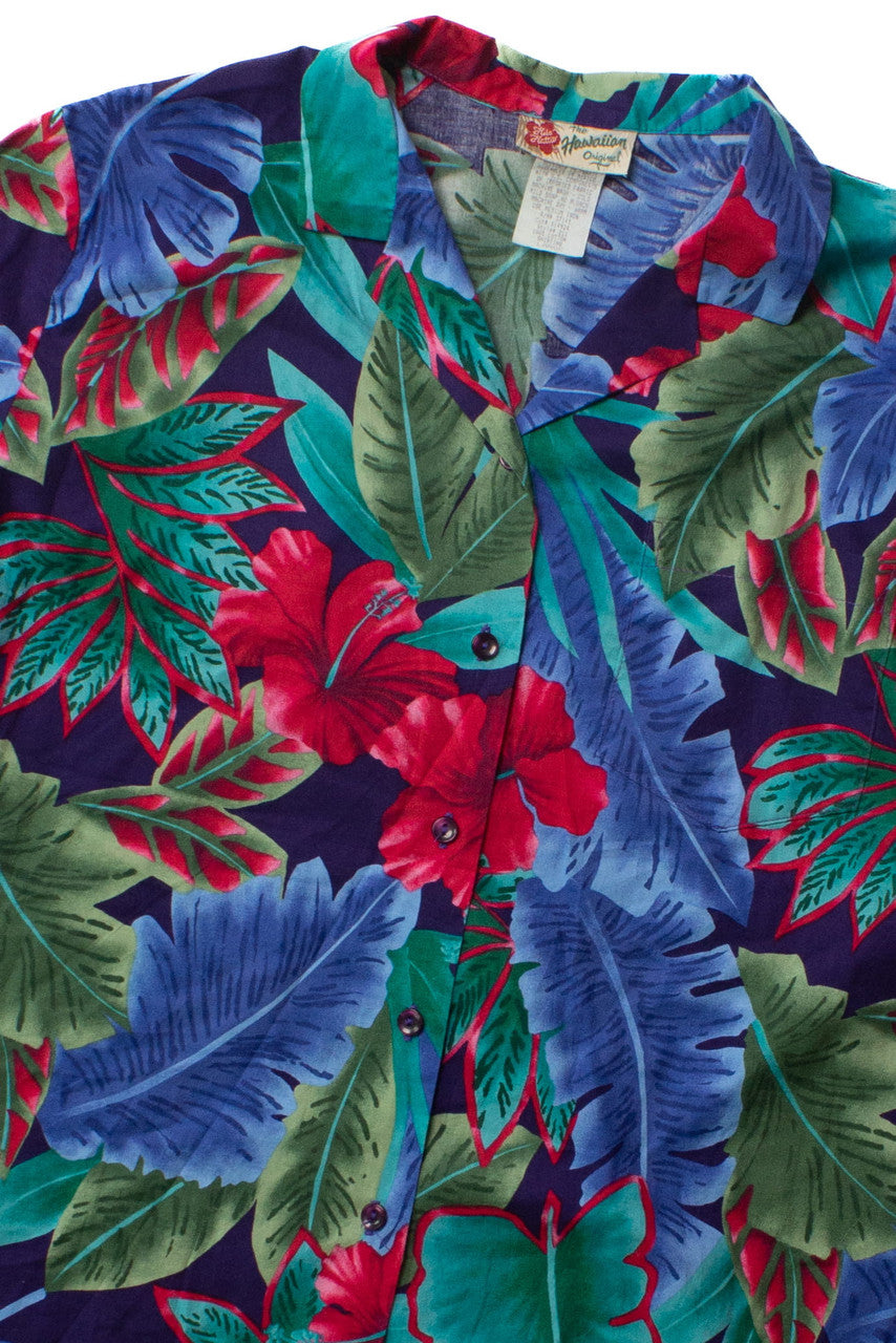 Vintage Hilo Hattie Leaves Hawaiian Shirt (1990s)