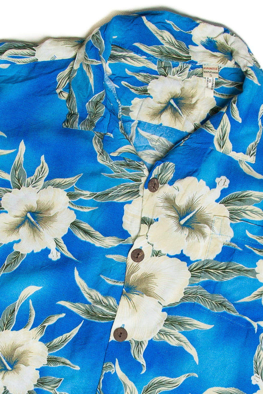 Blue And White Flowers Hawaiian Shirt 2515