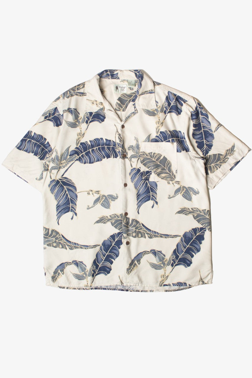 Vintage Silk Tropical Leaves Silk Hawaiian Shirt