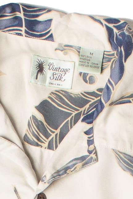 Vintage Silk Tropical Leaves Silk Hawaiian Shirt