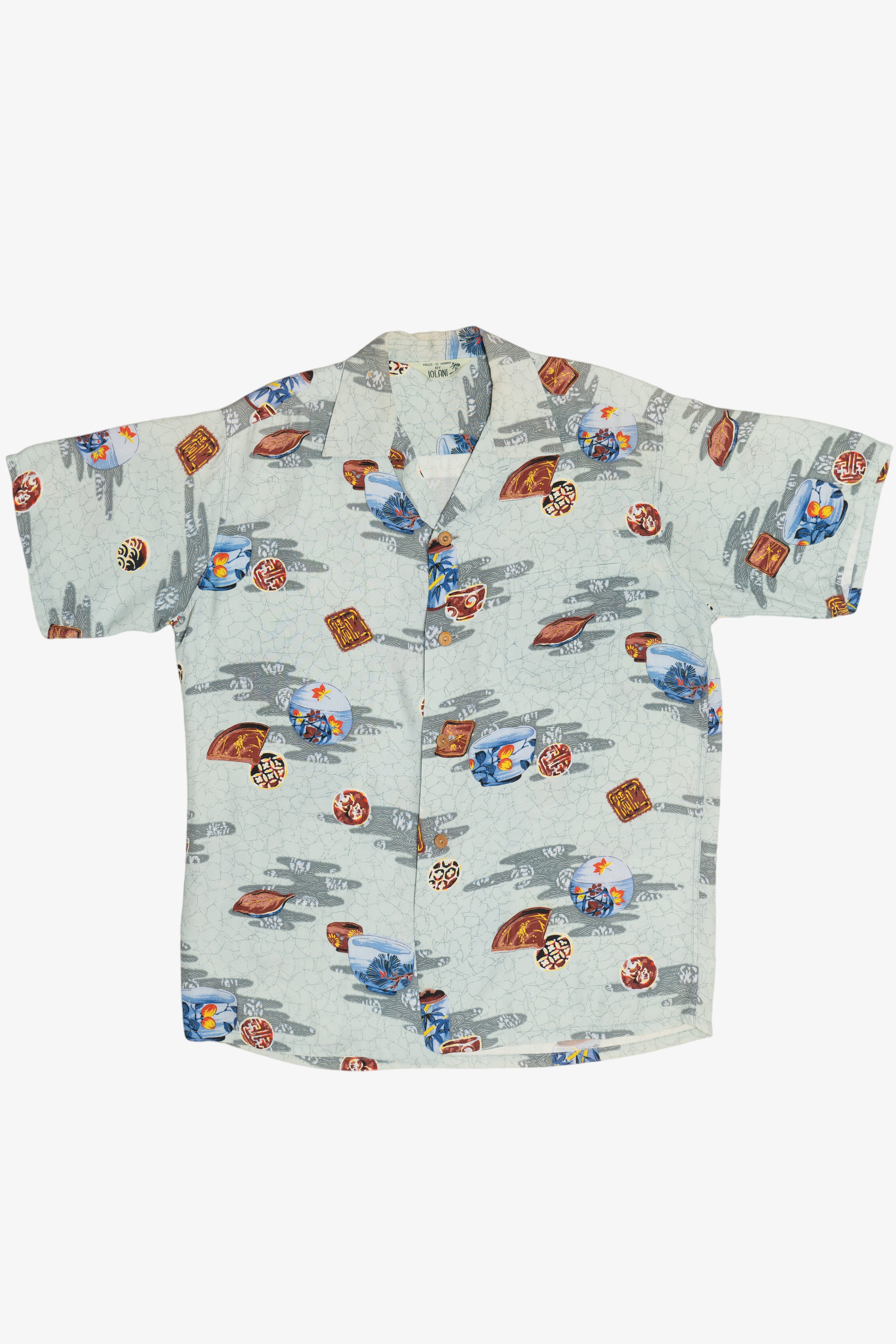 Rare Vintage Hawaiian Shirt With Loop Collar Made In Hawaii By Iolani 40s/50s