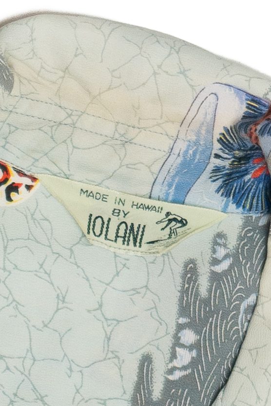 Rare Vintage Hawaiian Shirt With Loop Collar Made In Hawaii By Iolani 40s/50s