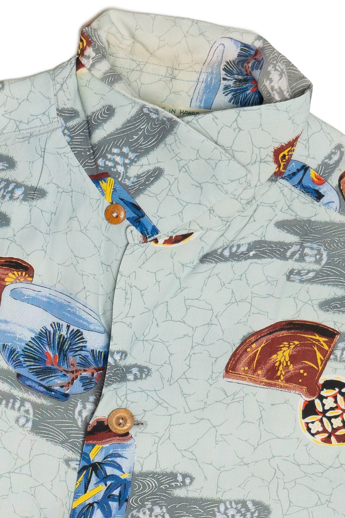 Rare Vintage Hawaiian Shirt With Loop Collar Made In Hawaii By Iolani 40s/50s