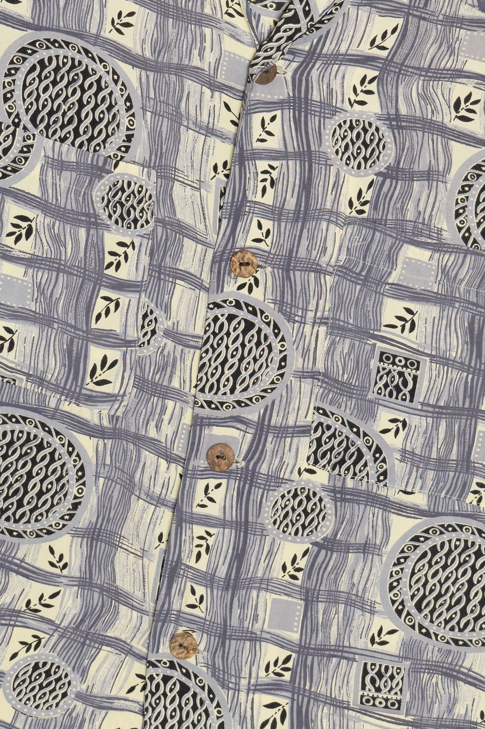 Vintage Rare Hawaiian Shirt With Loop Collar Campus Hand Washable 40/50s