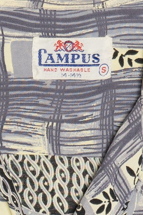 Vintage Rare Hawaiian Shirt With Loop Collar Campus Hand Washable 40/50s