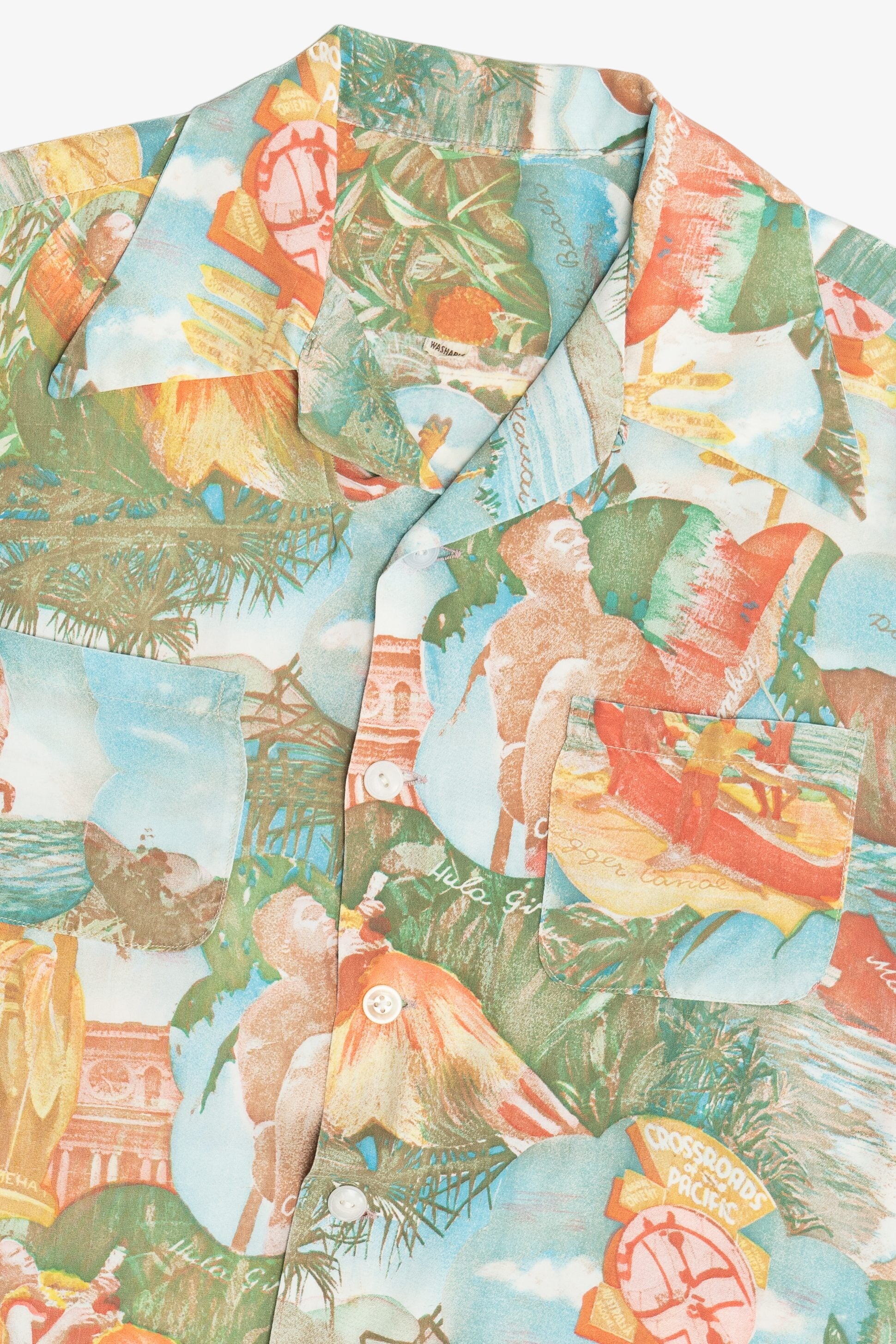 Vintage Rare Hawaiian Shirt With Loop Collar Surfing Hula 40/50s