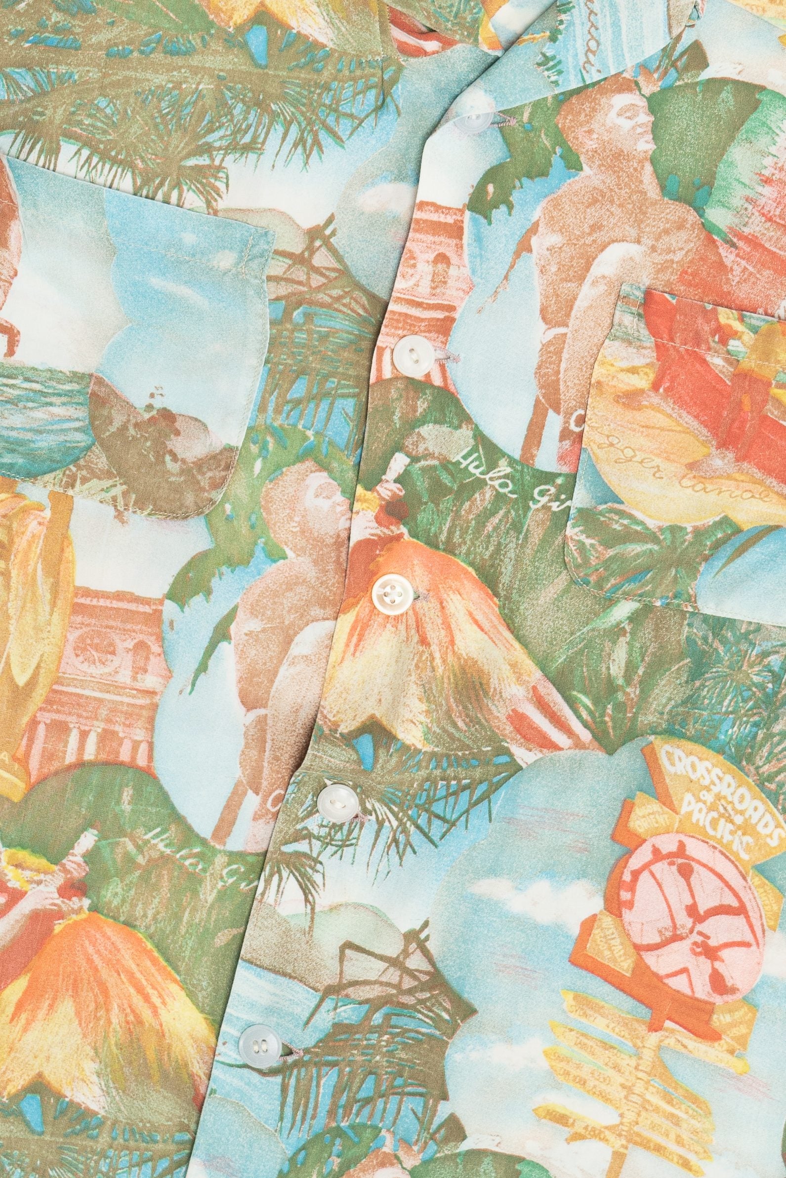 Vintage Rare Hawaiian Shirt With Loop Collar Surfing Hula 40/50s