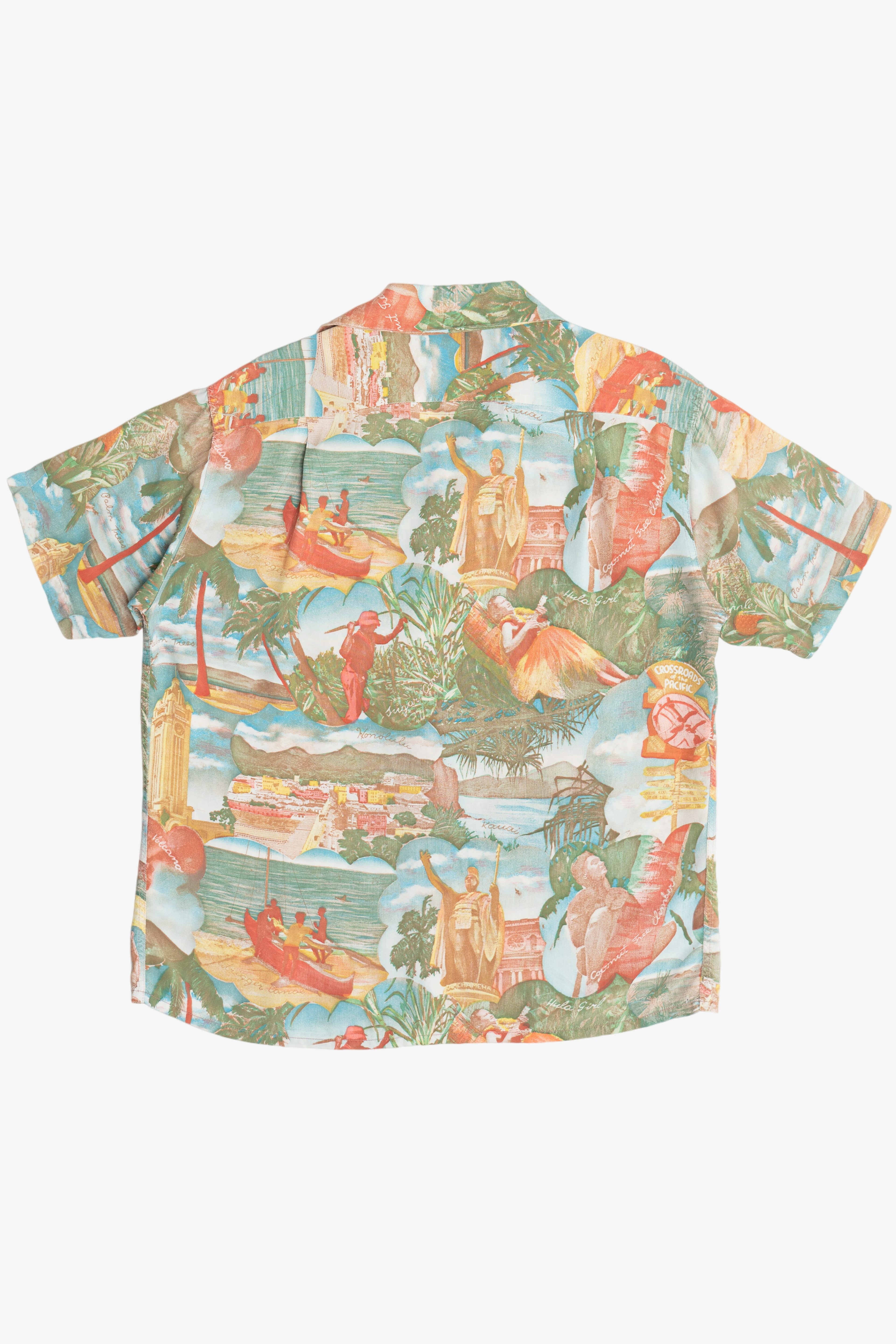 Vintage Rare Hawaiian Shirt With Loop Collar Surfing Hula 40/50s