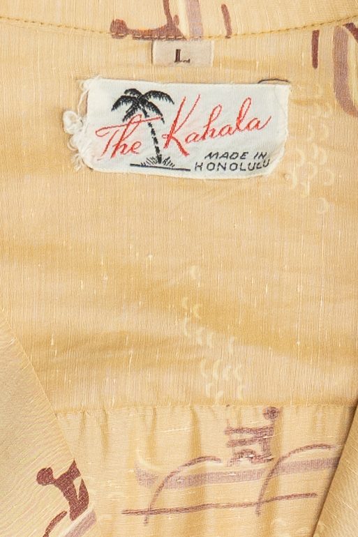 Rare Vintage Hawaiian Shirt With Loop Collar The Kahala Made In Honolulu 40/50s