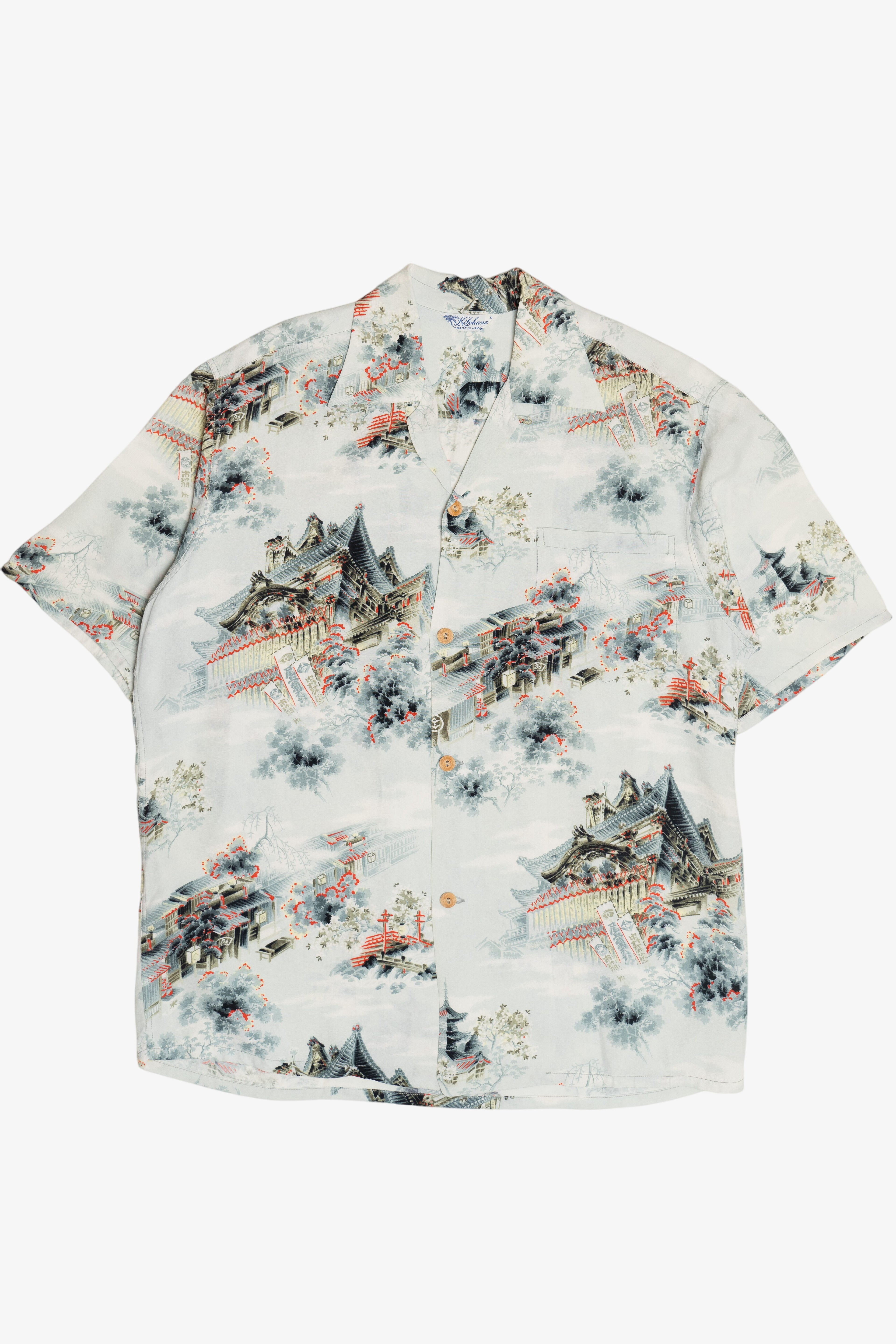 Rare Vintage Hawaiian Shirt With Loop Collar Kilohana Made In Hawaii 40/50s