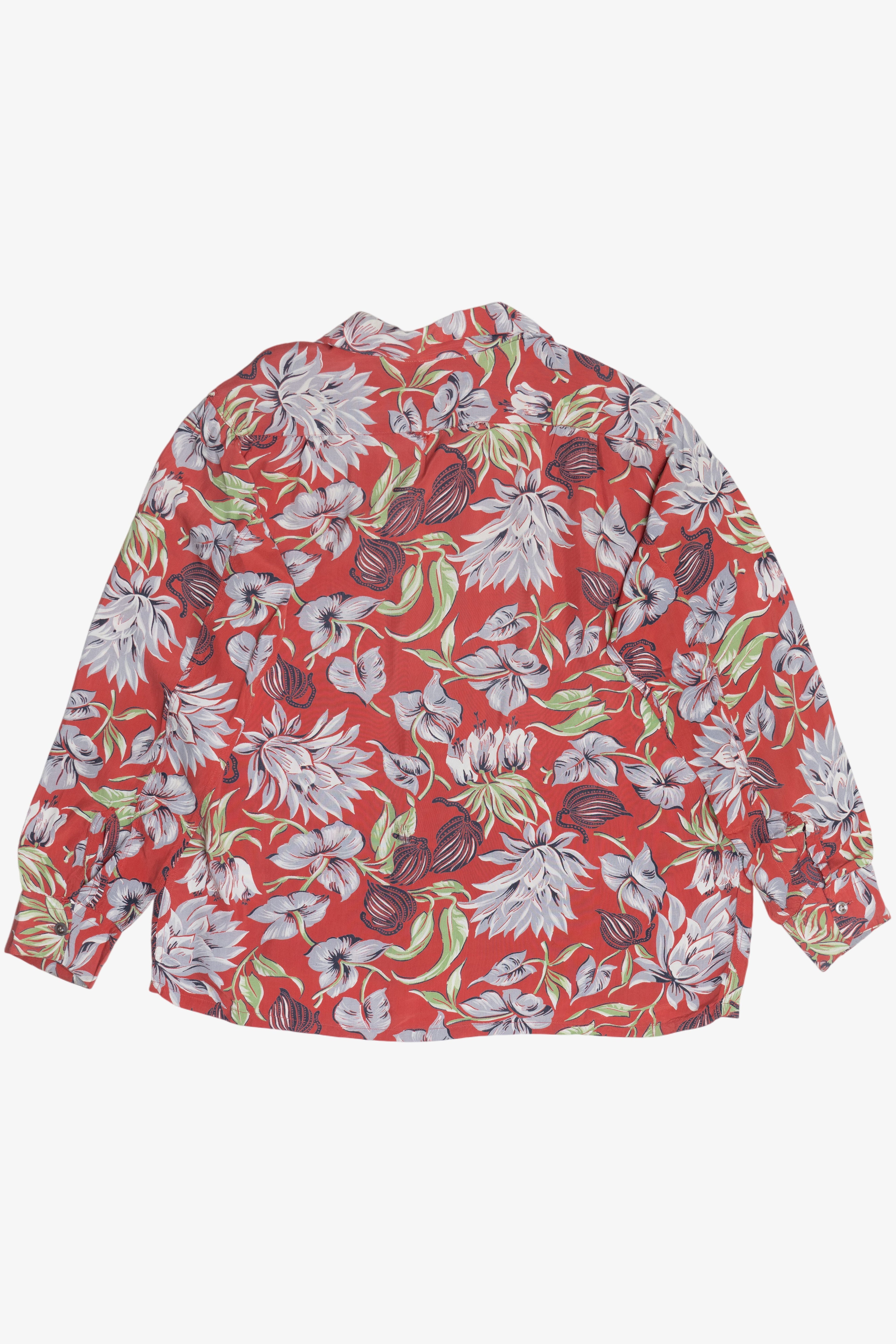 Rare Vintage Hawaiian Long Sleeve Shirt With Loop Collar And Double Pockets Campus Hollywood Styled 40/50s